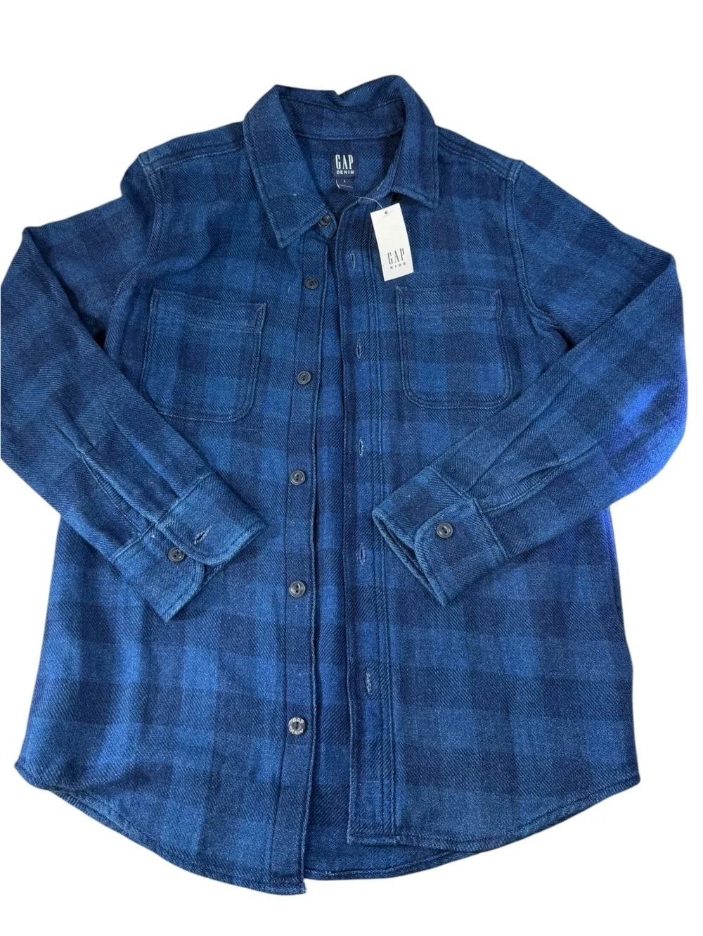 Brand New with Tags (NWT) Gap Kids Indigo Buffalo Check Long-Sleeve Shirt